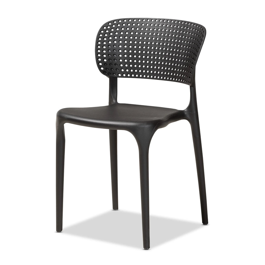 Black Finished Polypropylene Plastic 4-Piece Stackable Dining Chair Set L314