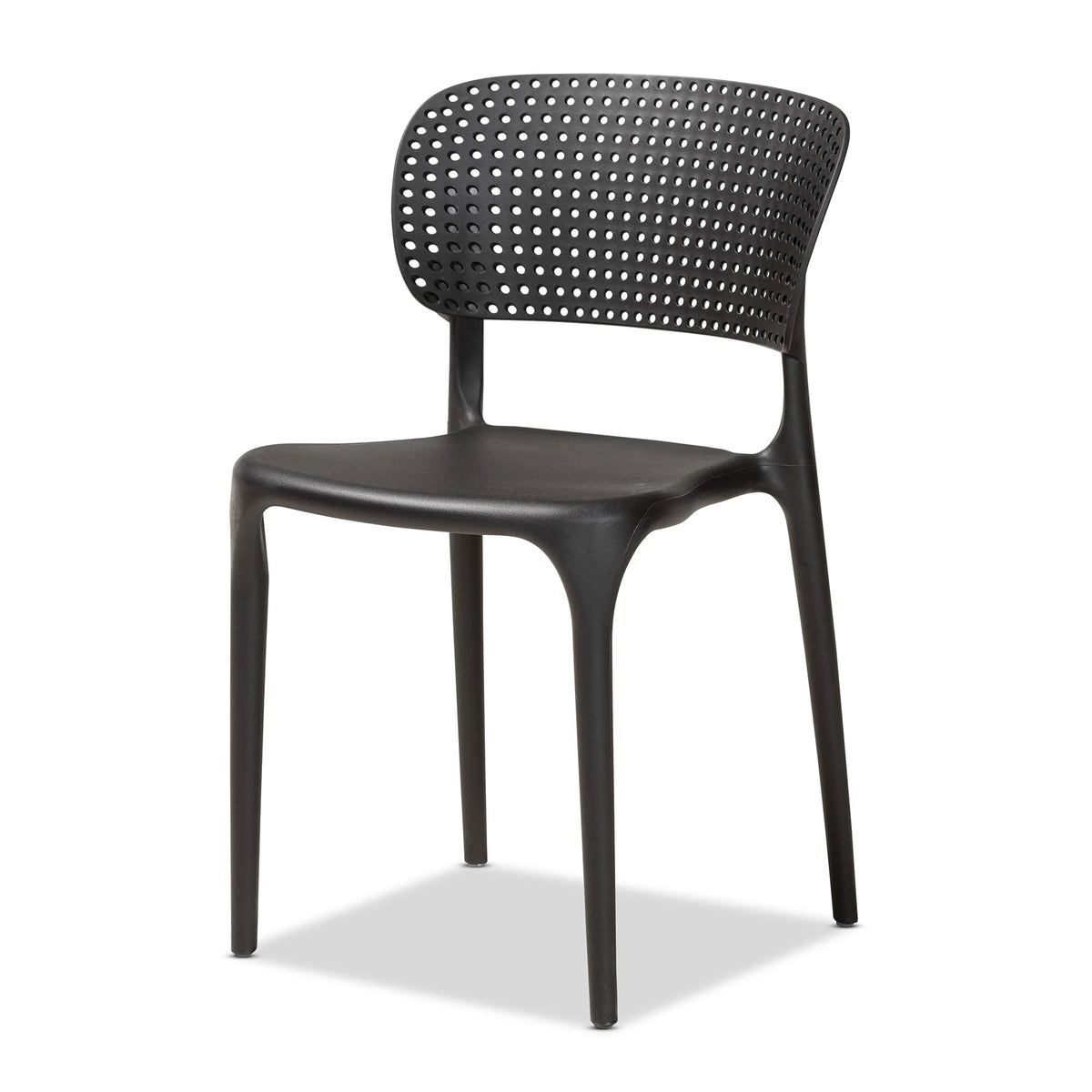 Black Finished Polypropylene Plastic 4-Piece Stackable Dining Chair Set L314