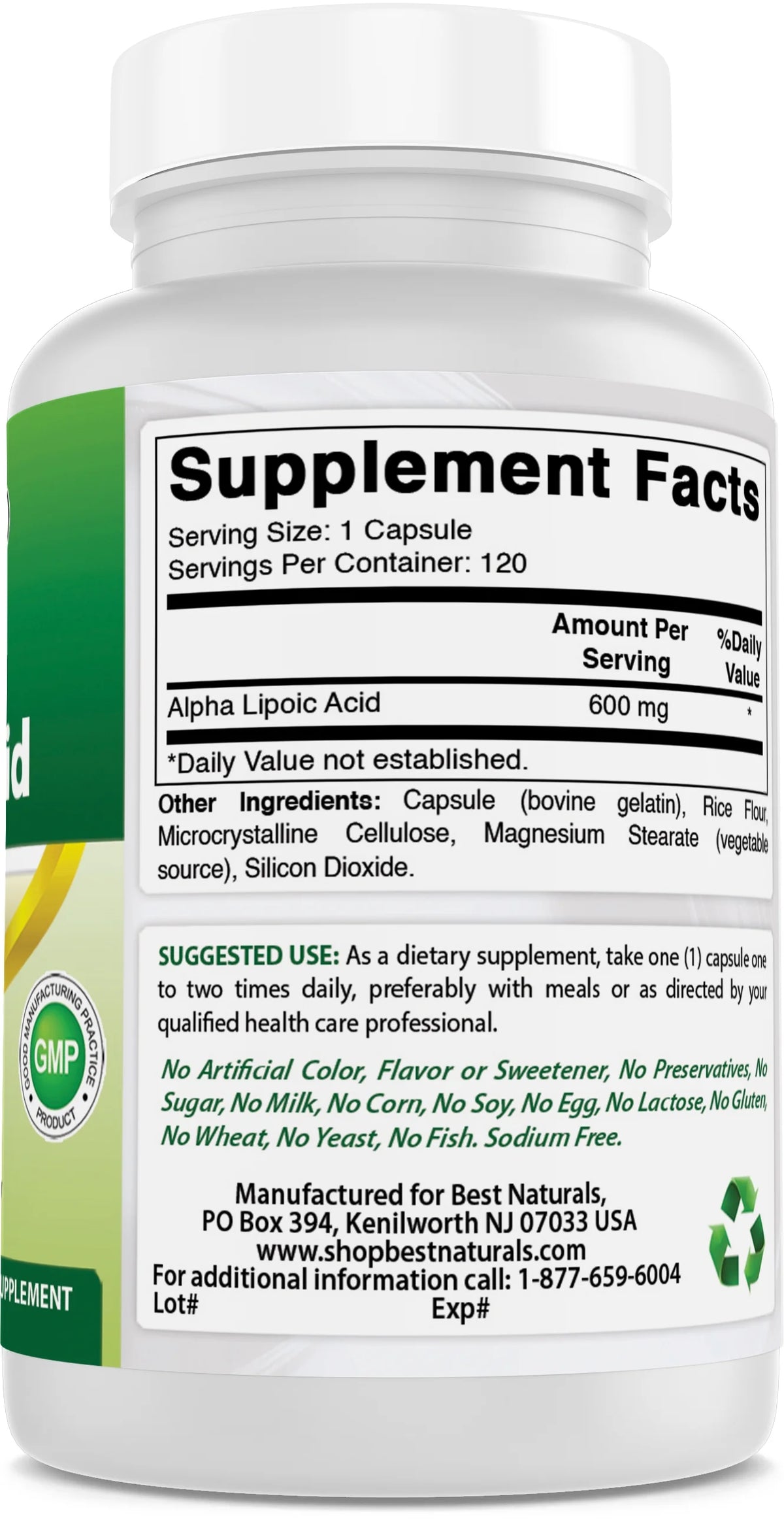 Alpha Lipoic Acid 600 mg 120 Capsules I35079