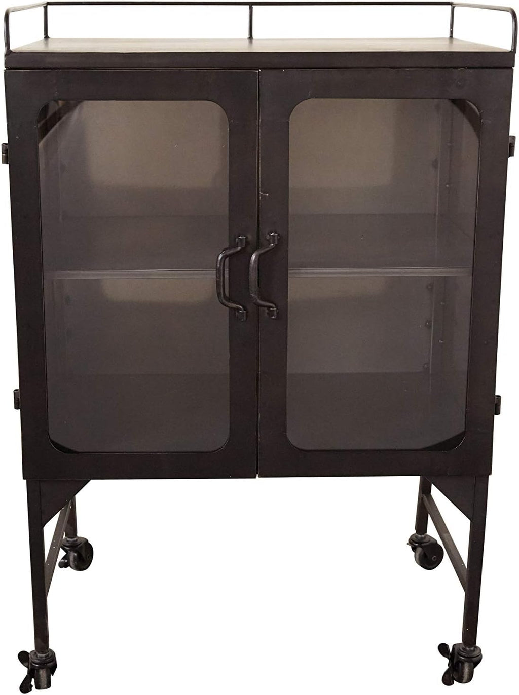 Metal Cabinet with Caster Wheels & Glass Doors S726
