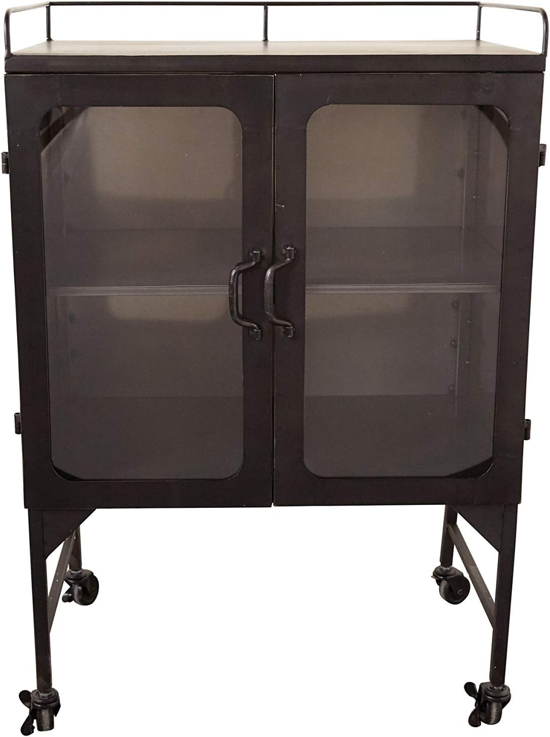 Metal Cabinet with Caster Wheels & Glass Doors S726