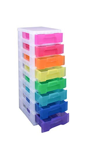 Clear Plastic Storage Tower with Rainbow Drawers V175