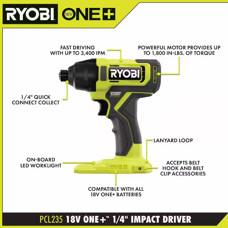 18V Cordless 4-Tool Combo Kit with Batteries, Charger, and 50-Piece Driving Kit E191