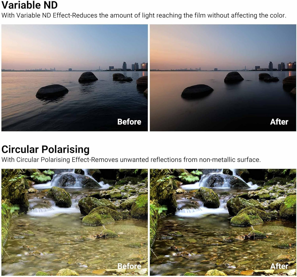2-in-1 55mm Variable ND Filter & CPL Polarizer Filter, ND2-ND32, with Storage Case and Lens Cap E65031