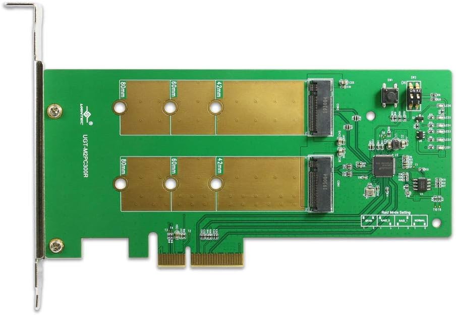 Dual M.2 SSD RAID PCIe x4 Host Card W2449