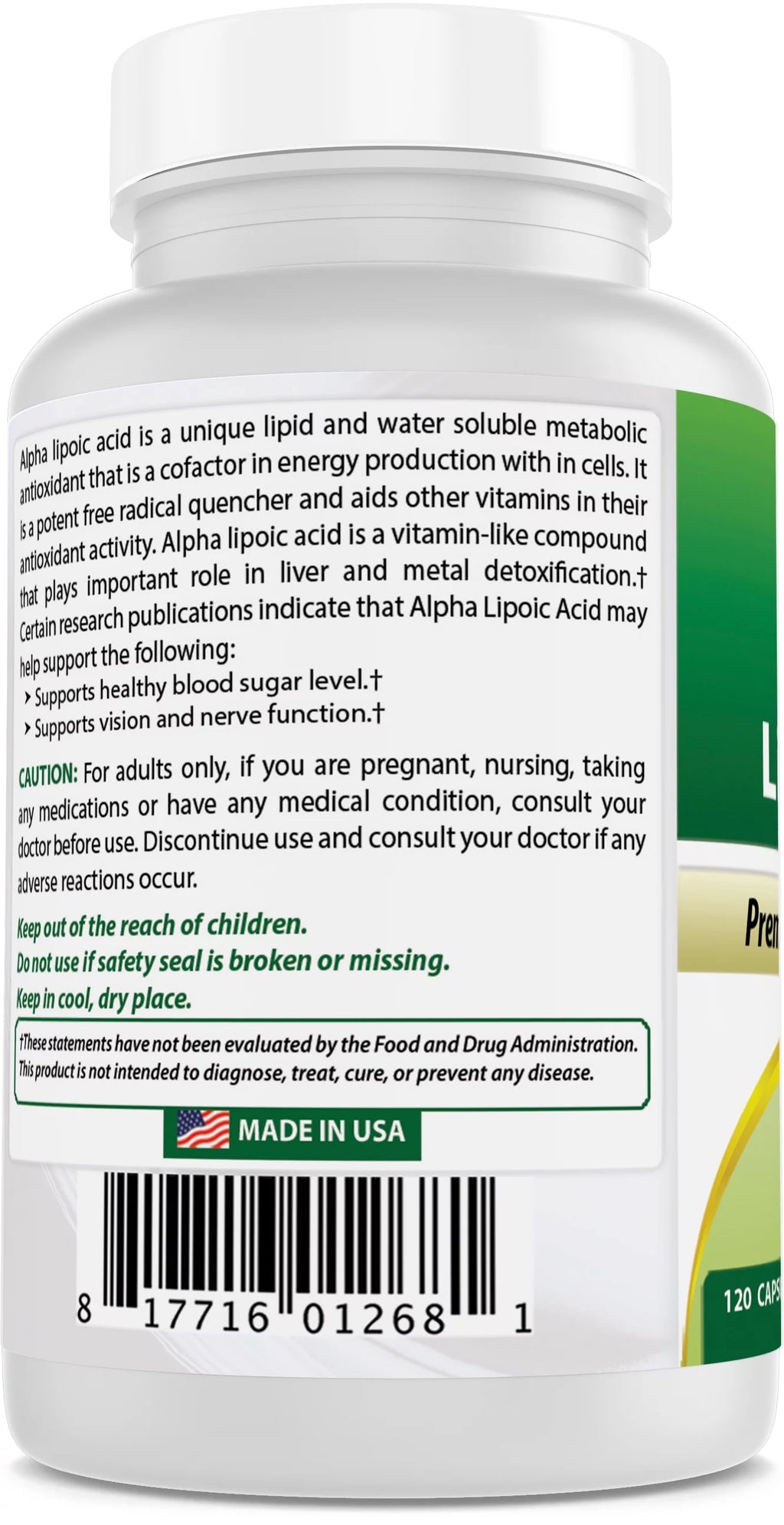 Alpha Lipoic Acid 600 mg 120 Capsules I35079