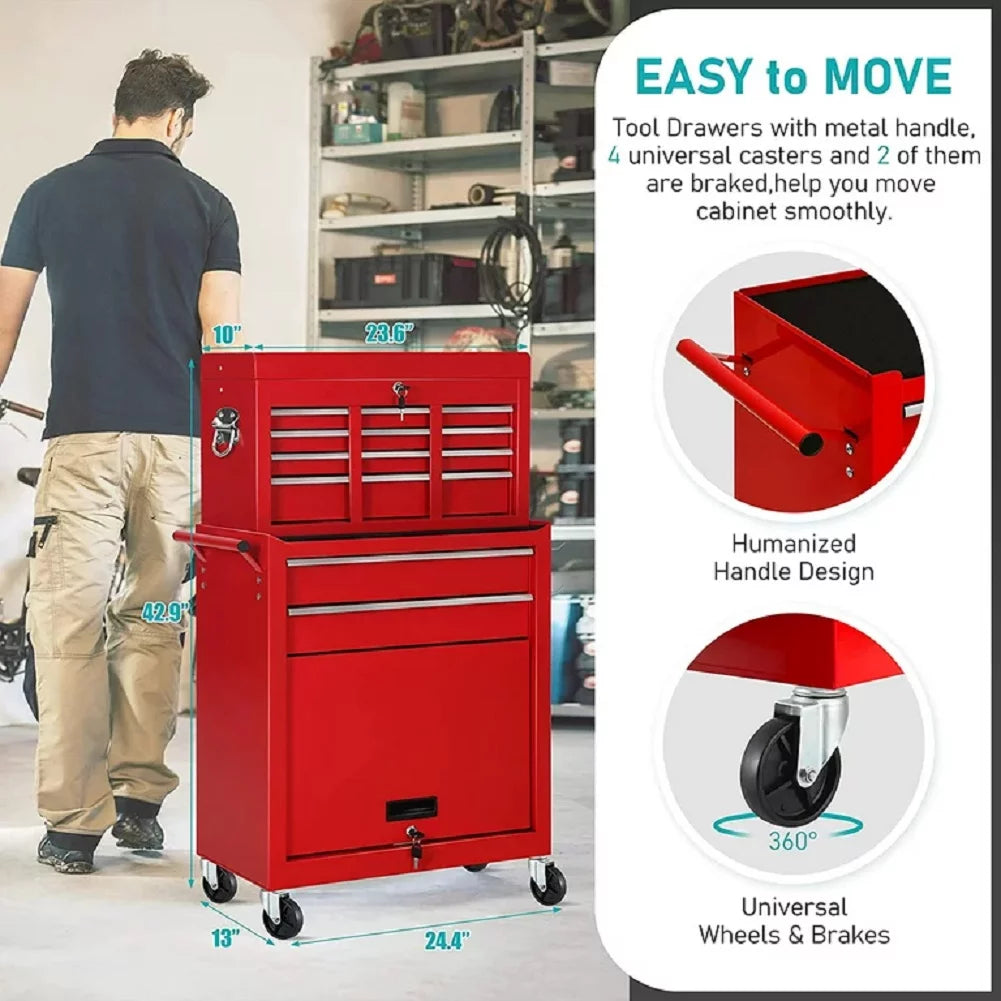 Red 8 Drawer Rolling Tool Chest and Cabinet K66441