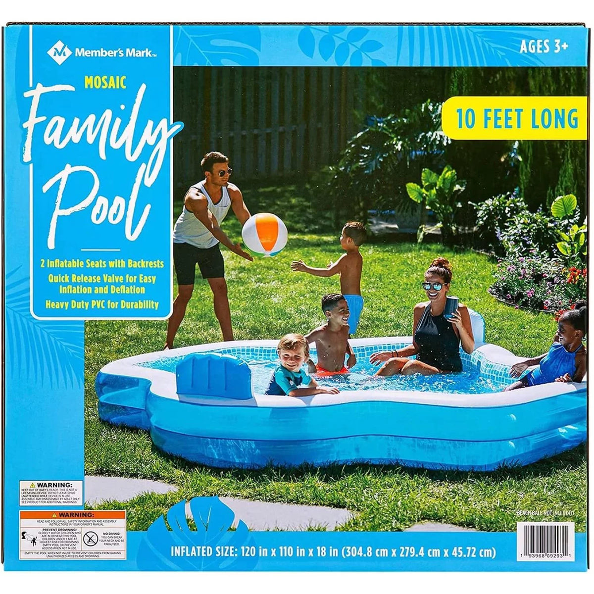 10 Feet Long Inflatable Pool with 2 Seats I444011