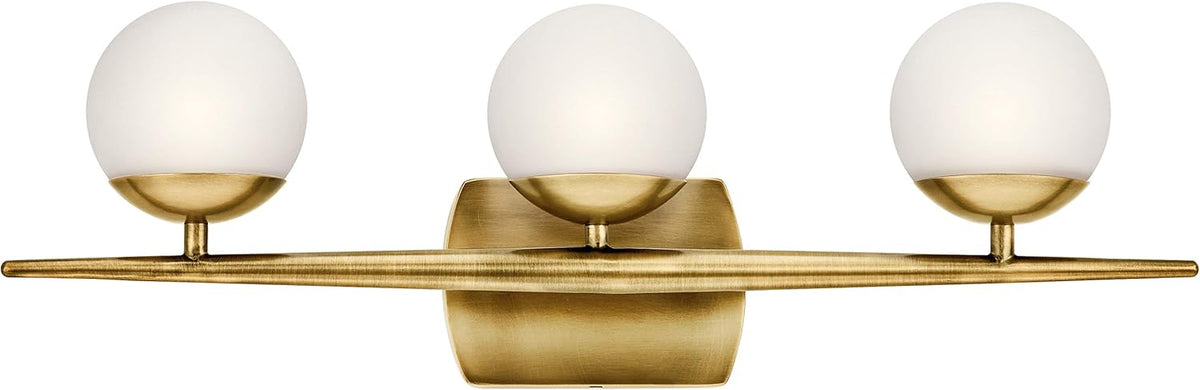 3 Light Halogen Vanity Light with Satin Etched Cased Opal Glass Chrome J5459