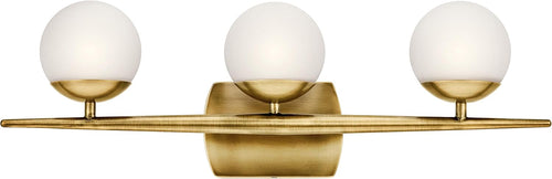 3 Light Halogen Vanity Light with Satin Etched Cased Opal Glass Chrome J5459