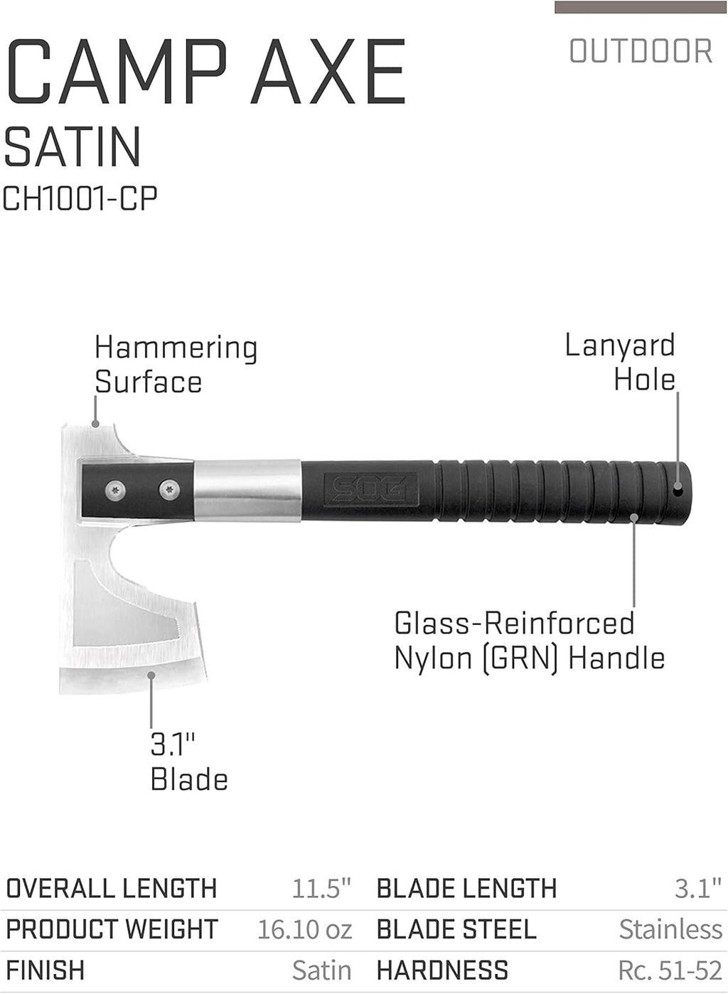 Compact Camping and Survival Hatchet/Hammer Tool with Sheath L435706