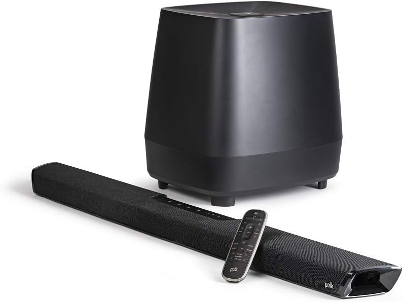 Black Home Theater Surround Sound Bar with Wireless Subwoofer and Two Speakers L576080