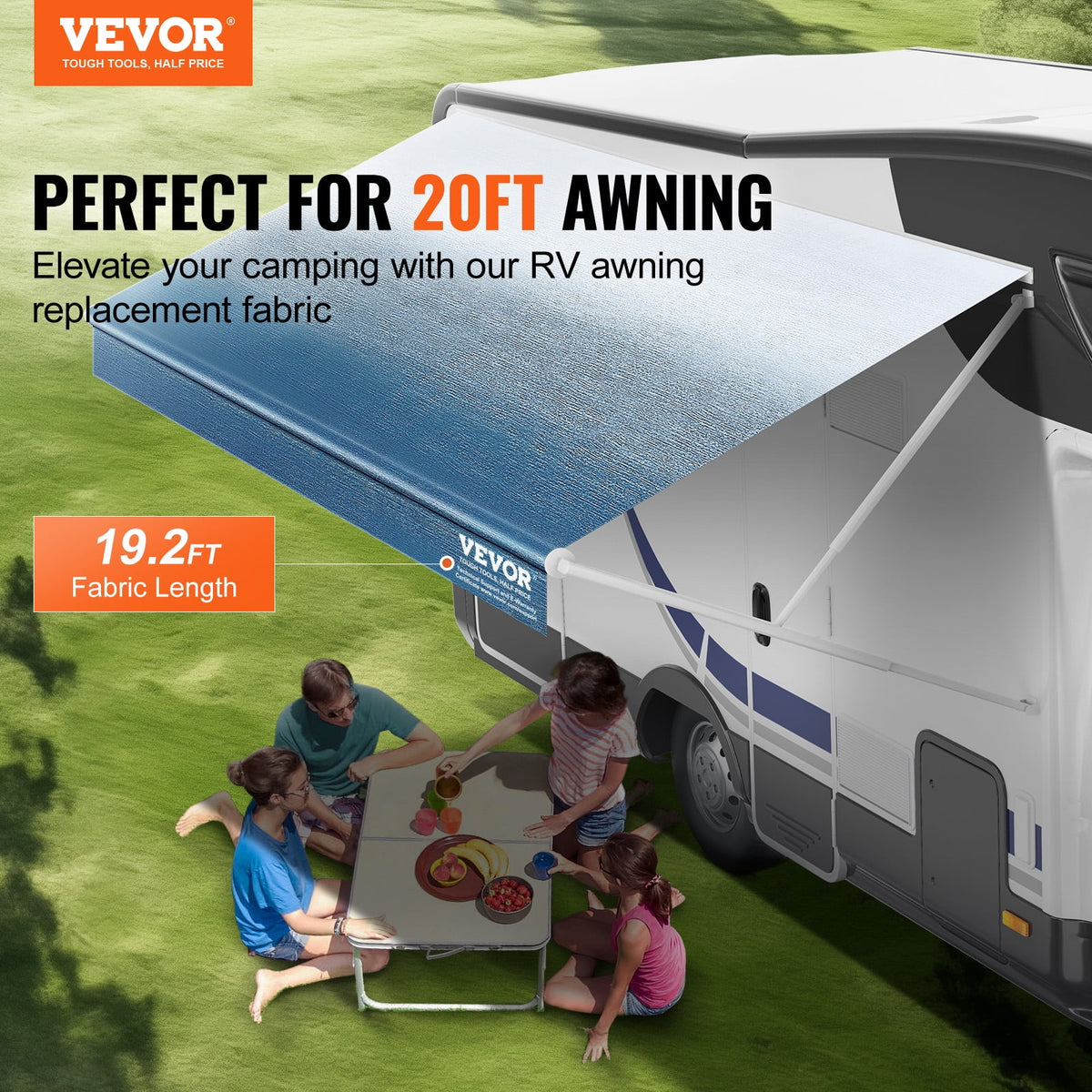 20' RV Awning Fabric Replacement Waterproof Fabric M2305