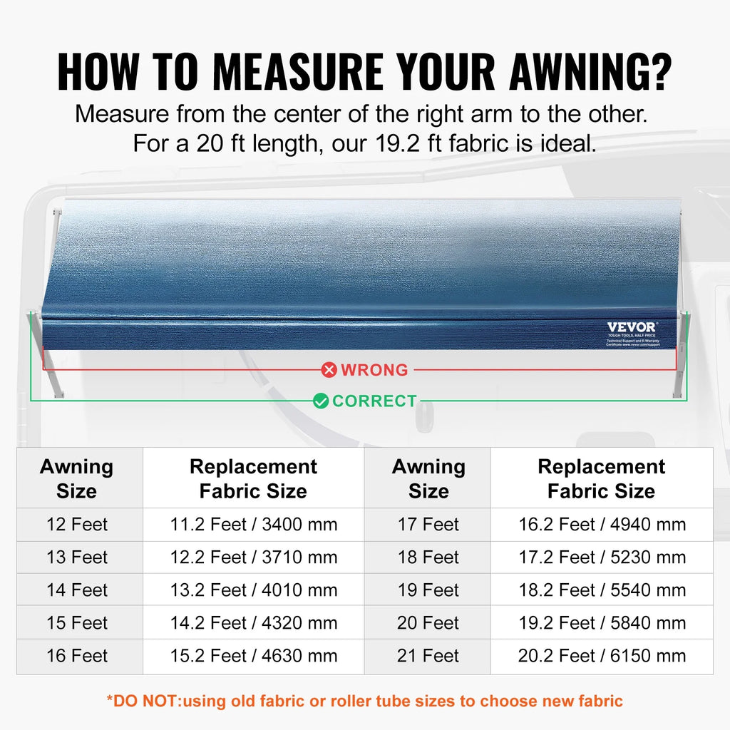 20' RV Awning Fabric Replacement Waterproof Fabric M2305