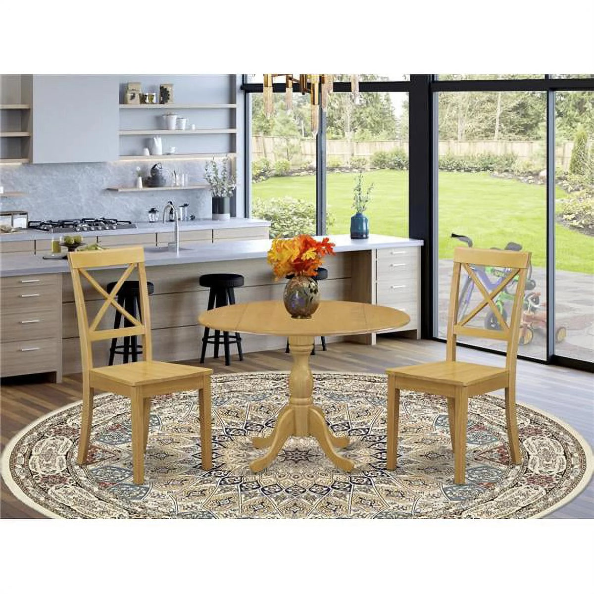 Oak 3 Piece Dining Room Table Set U509