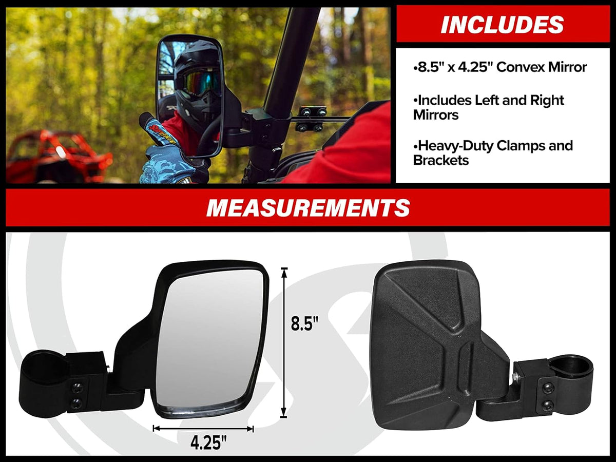 Left and Right Convex Mirrors for 2'' Round Roll Cages V54655