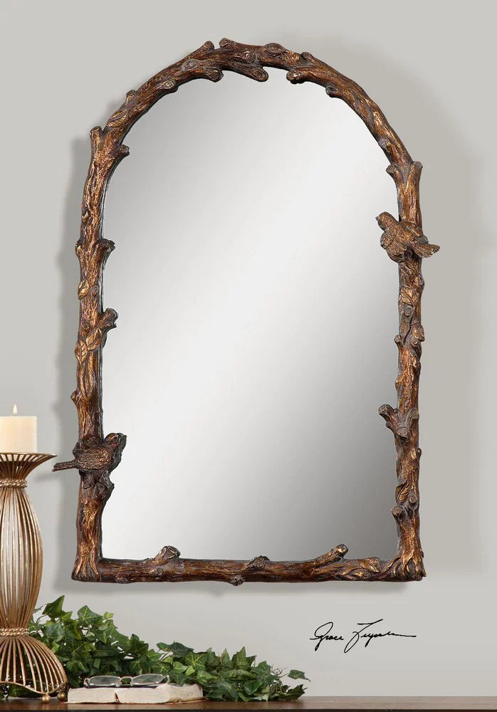 Arched Top Mirror with Metal Frame 22 inches W X 33.75 inches H O7246