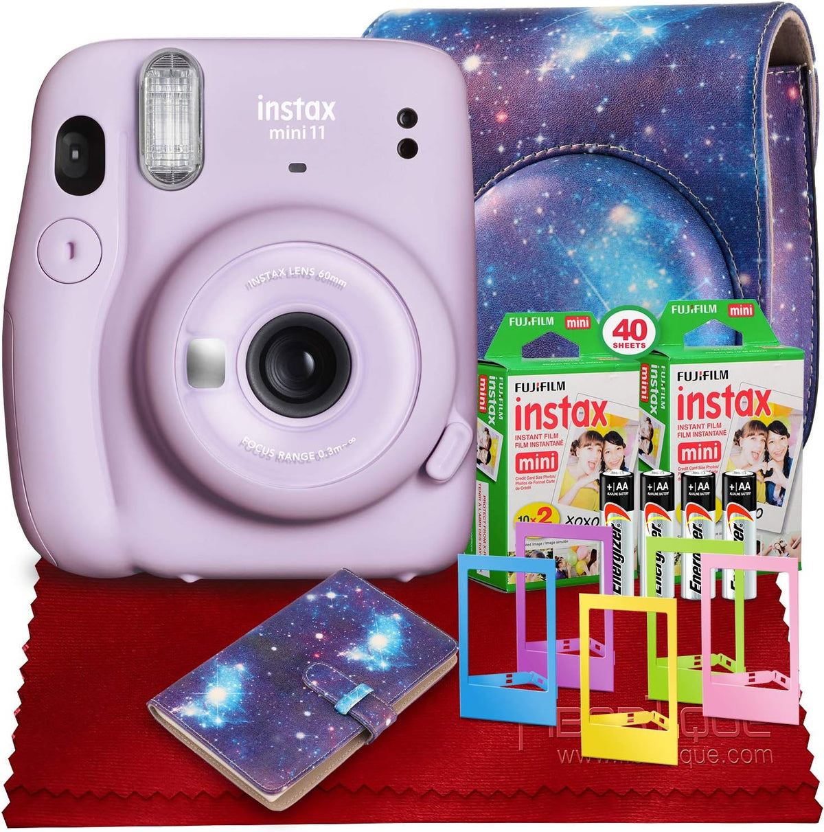 Lilac Purple Instant Film Camera with Twin Film 40 Exposures and Accessory Case A762035