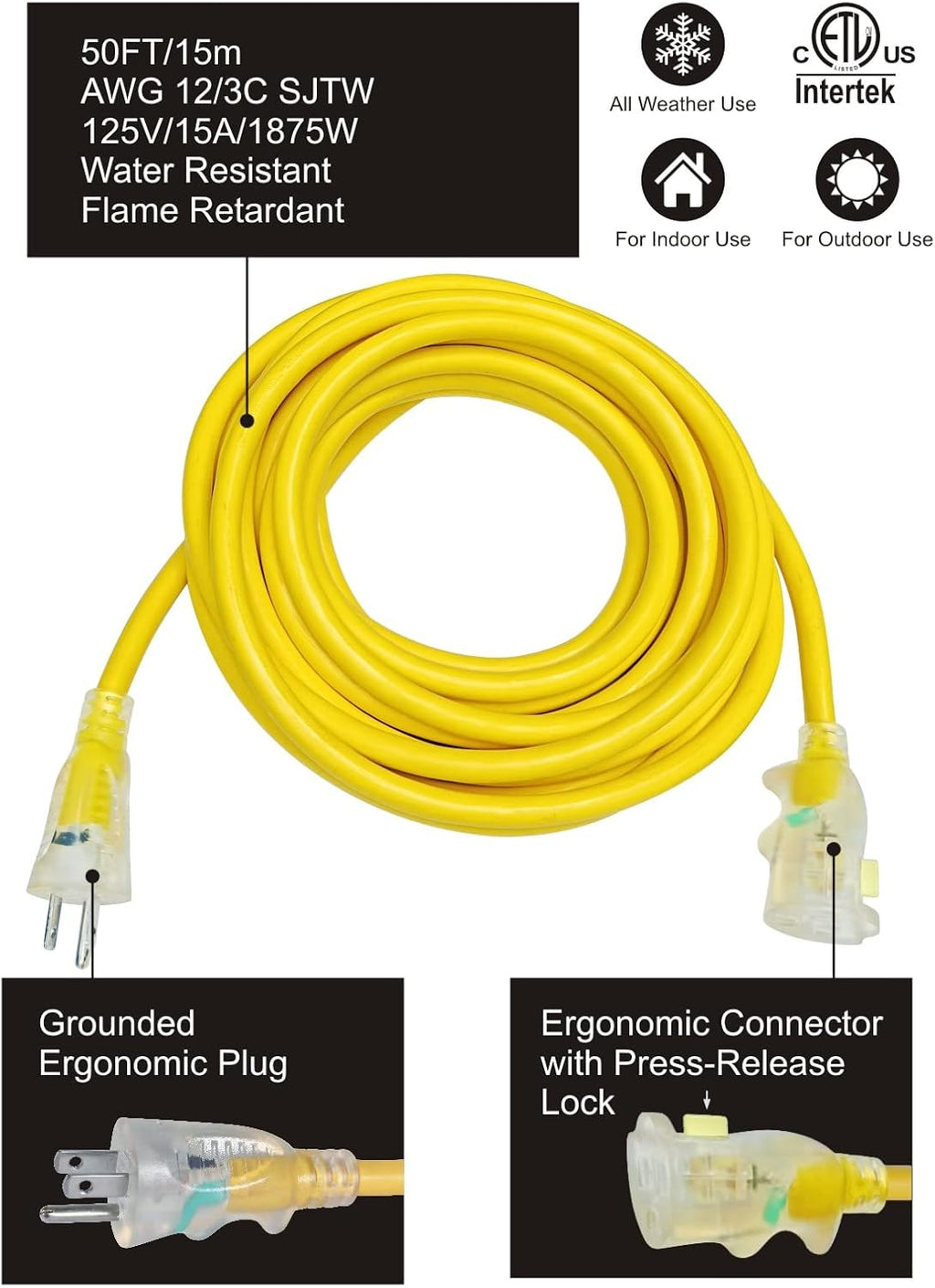 Yellow 100ft Heavy-Duty Cold Weather Cord W187126