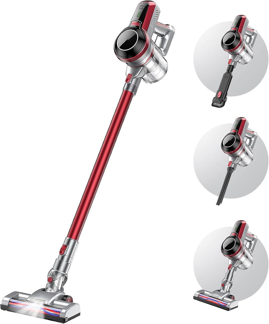 Wine Red Cordless Stick Vacuum Cleaner with Docking Station A632
