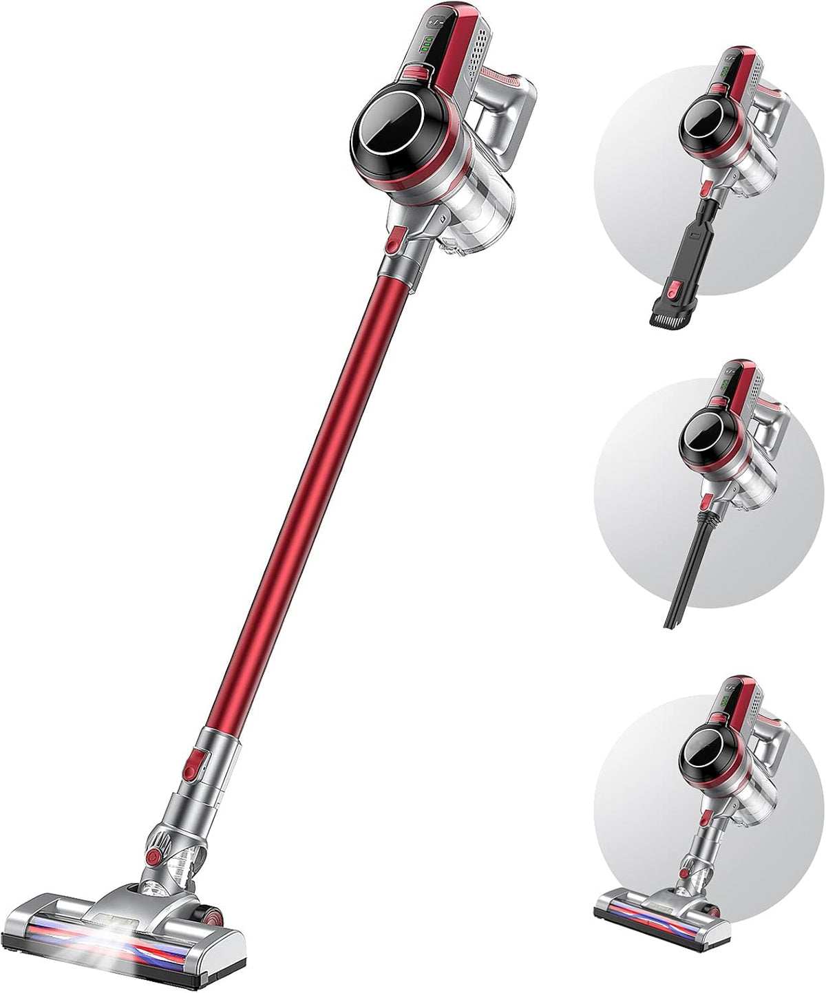 Wine Red Cordless Stick Vacuum Cleaner with Docking Station A632