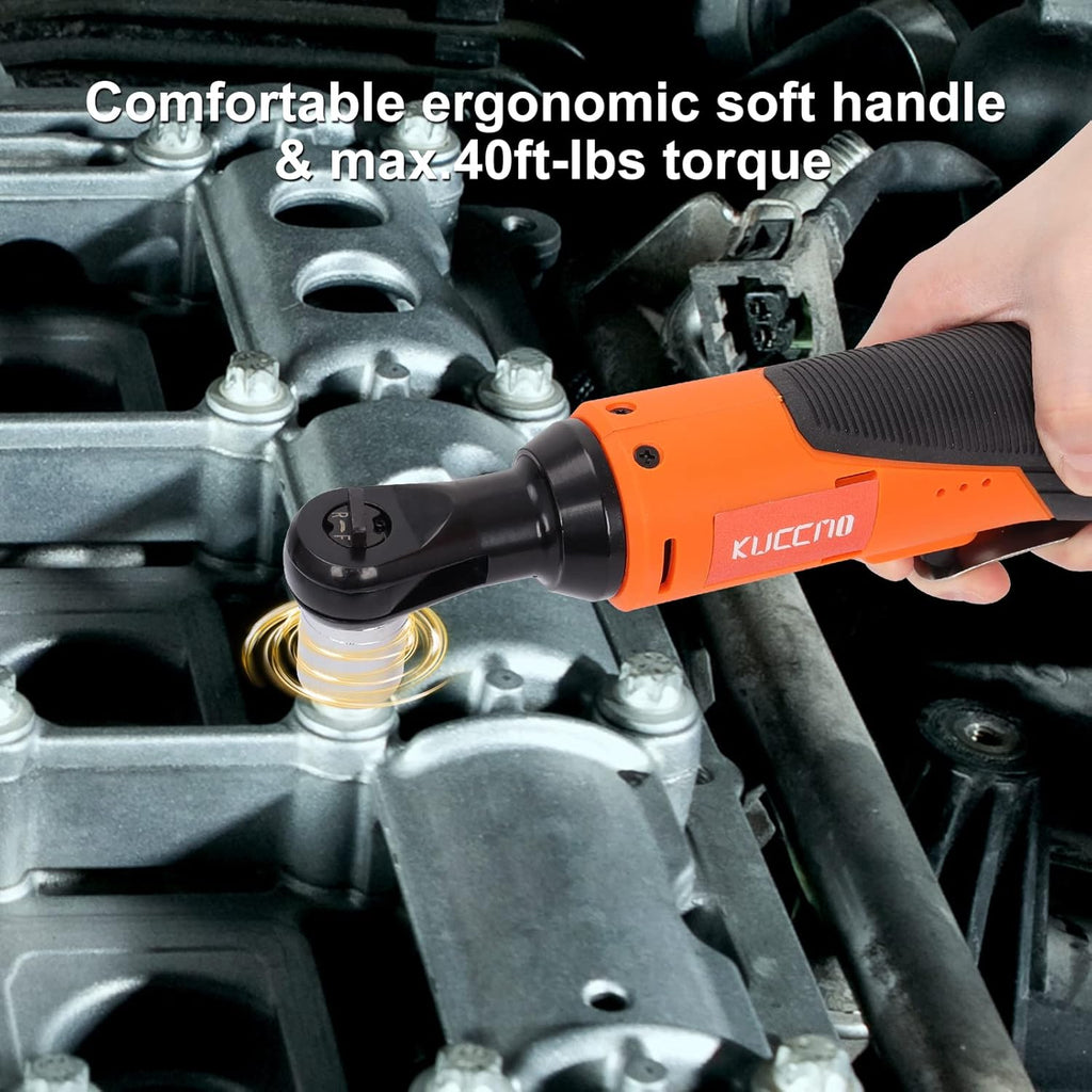 Cordless Ratchet Wrench Set, 3/8'' 16.8V 450 RPM Electric Ratchet Wrench, 40 Ft-lbs, 2-Pack 2.0Ah Lithium-Ion Batteries, 1 Extension Bar Pack of 2 V75919