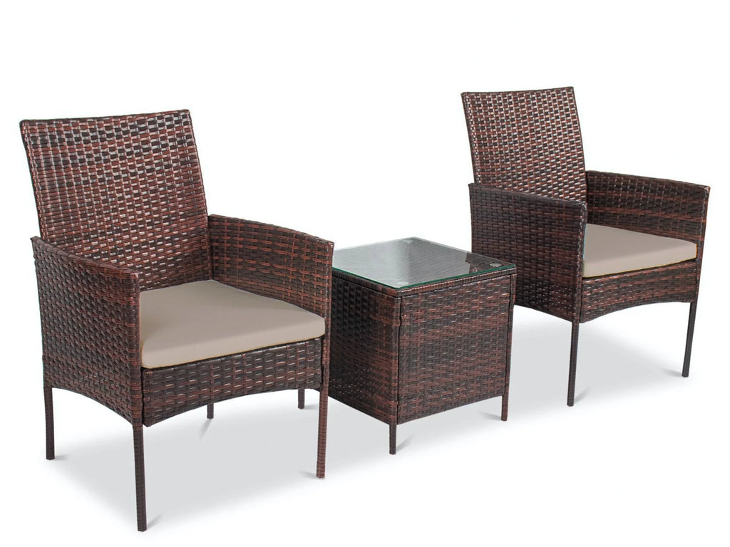 3 Piece Patio Rattan Furniture Set Beige D895