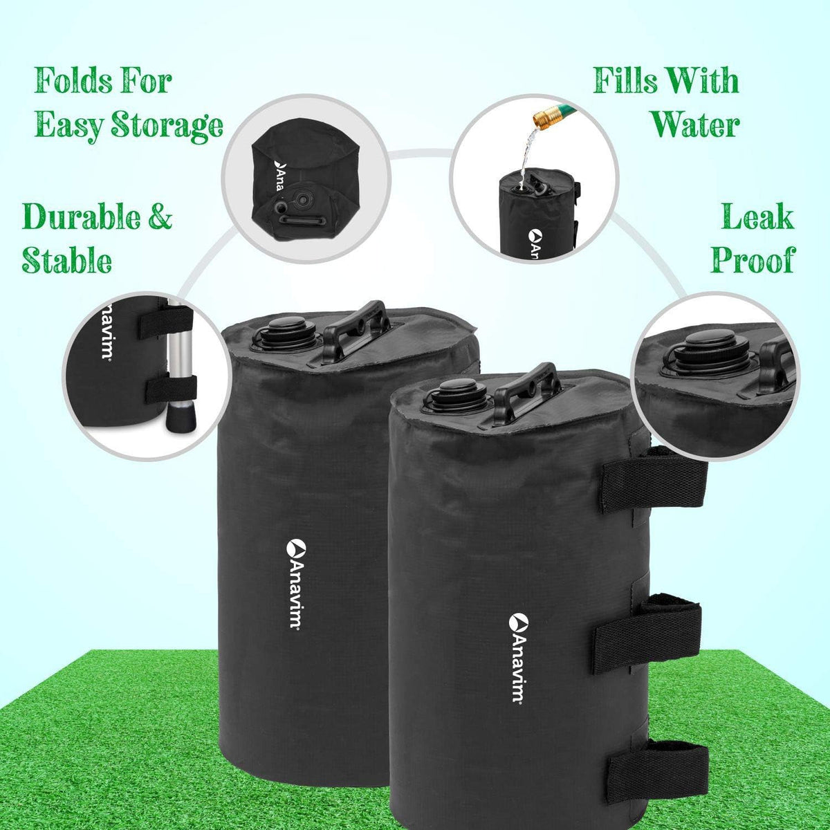 4pcs-Pack Black Canopy Water Weights Bag Y374