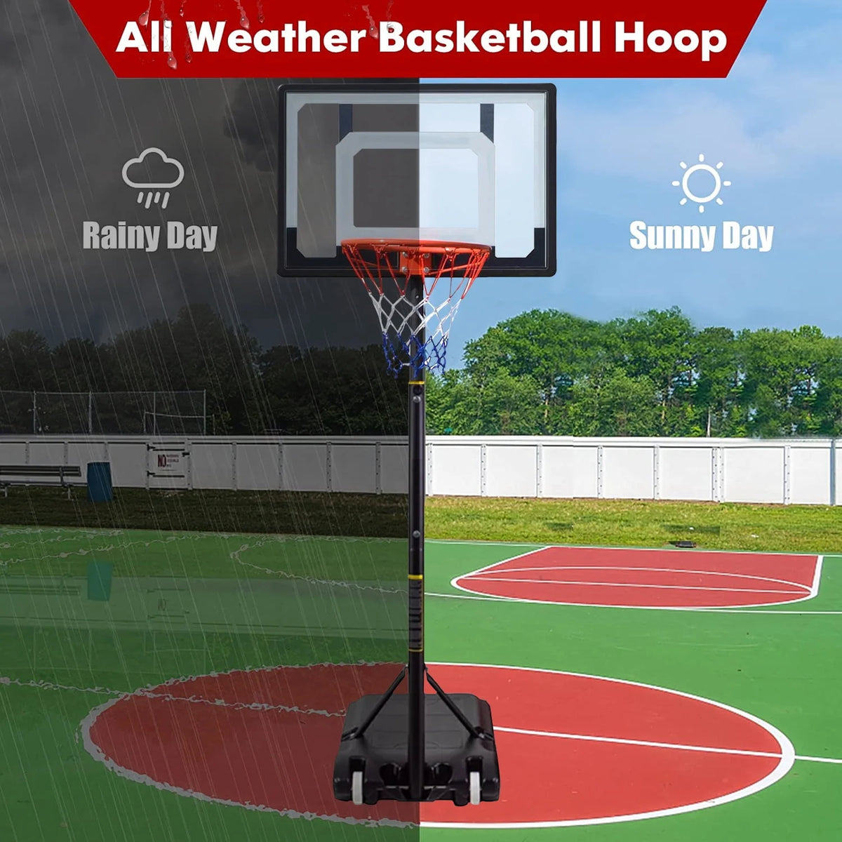 Basketball Hoop with 60''- 84'' Adjustable Height Portable with Stand & Backboard Wheels F606