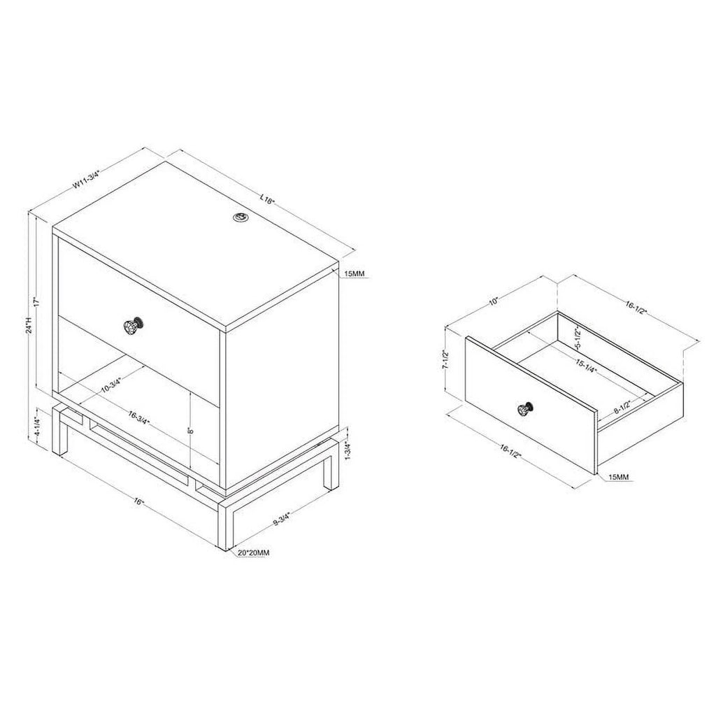 Light Gray Wood End Table with USB Port, Set of 2 K284