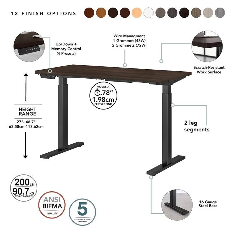 Height Adjustable Desk in Black Walnut N535973