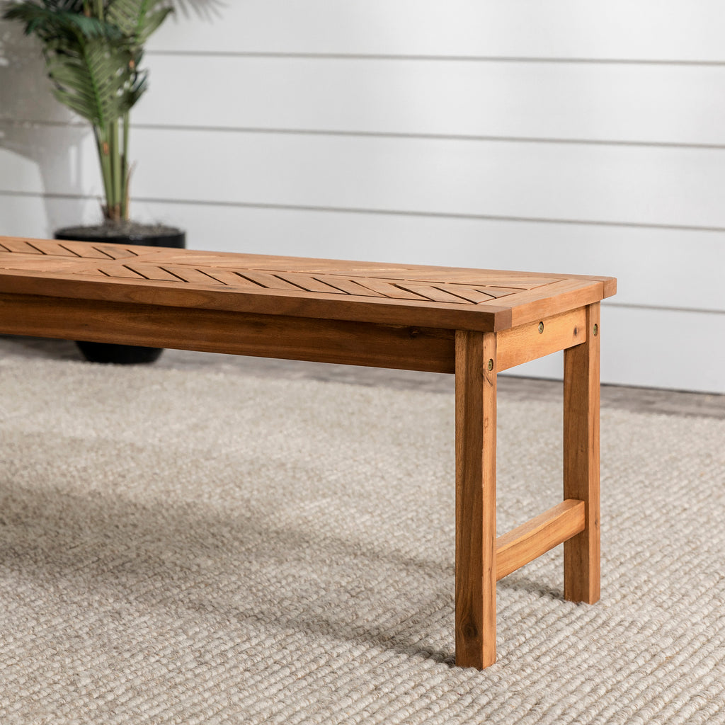 Brown Acacia Wood Bench O716