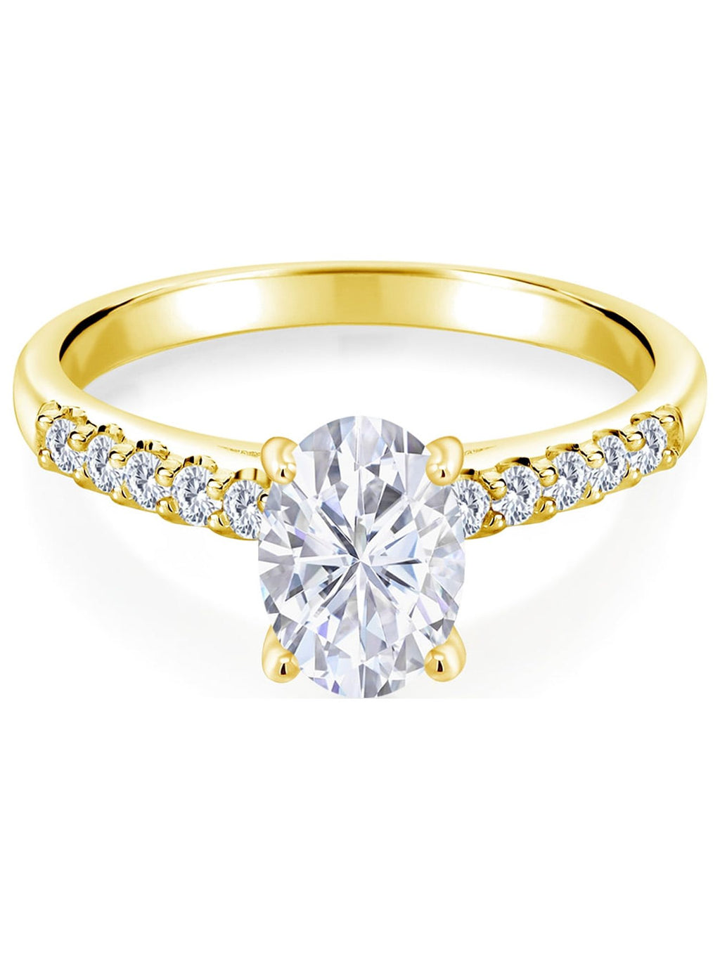 10K Yellow Gold Lab Grown Diamond Ring Set with Oval Moissanite (2.30 Cttw) Z5404