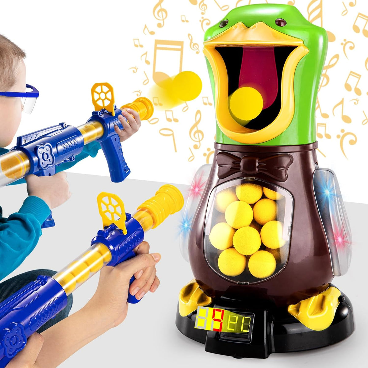 2 Packs of Toy Foam Blasters with Movable Target C7321