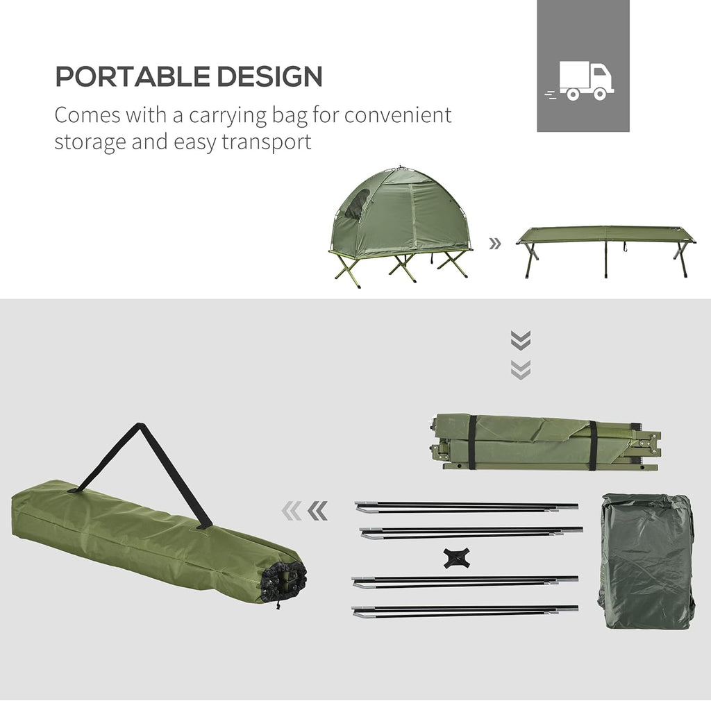 Compact Pop Up Folding Camping Cot Tent Combo Set J407094