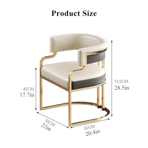 White Leather Tub Chair with Golden Metal Legs Y881187