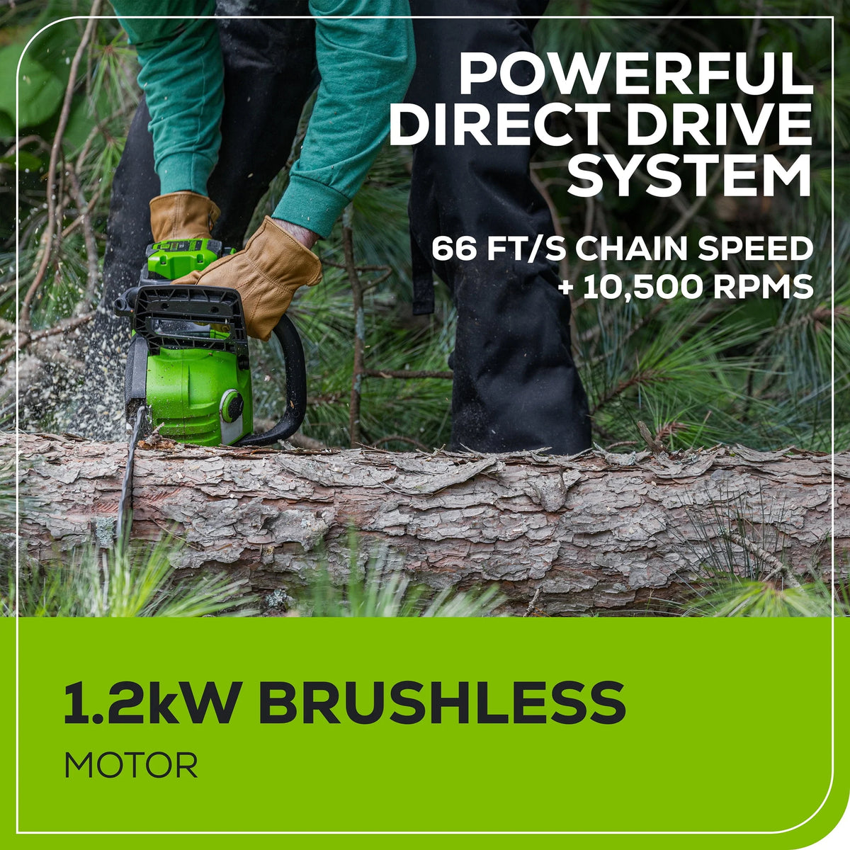 60V 14” 1.2kW Chainsaw with 2.5 Ah Battery & 3 Amp Charger D832618