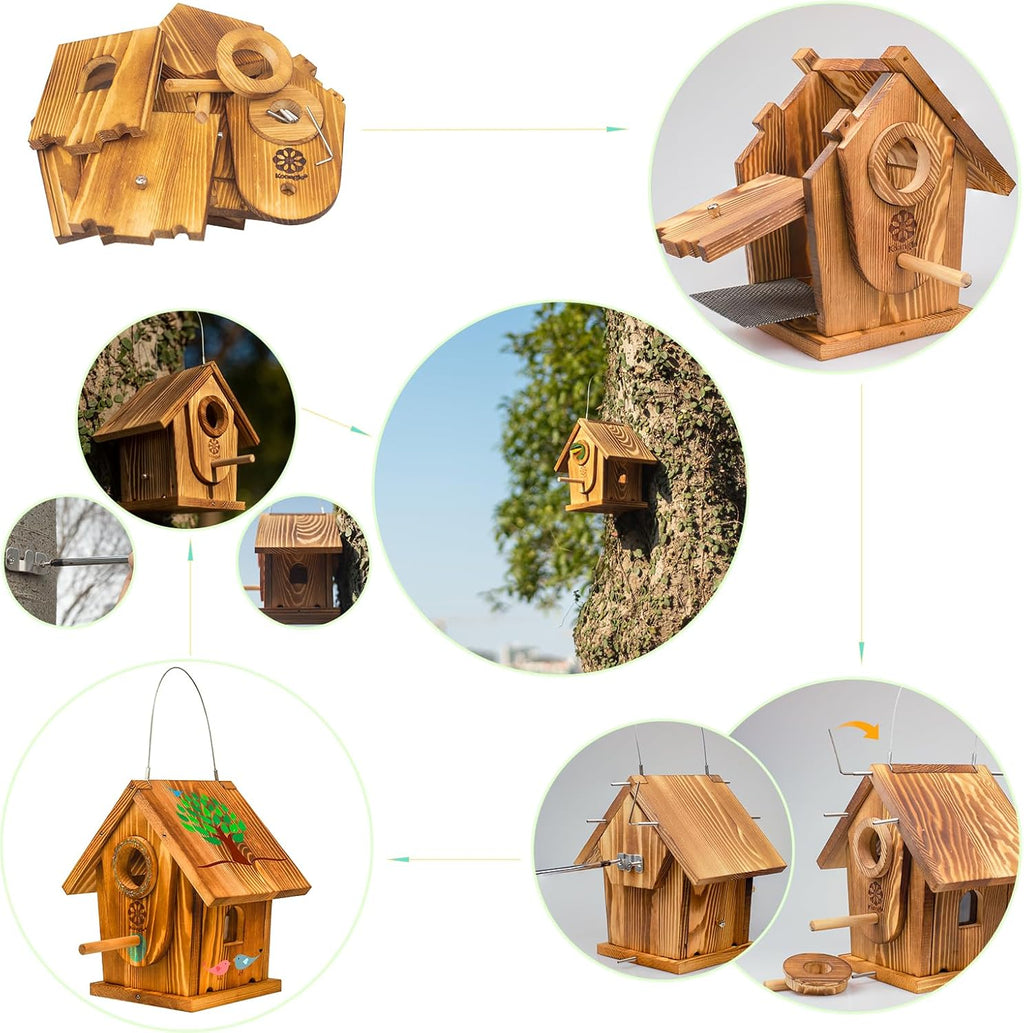 Carbonized Solid Wood Bird House DIY Kit P6202