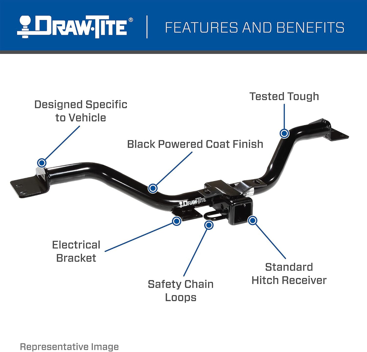 Class 4 Trailer Hitch, 2 Inch Receiver, Black L194
