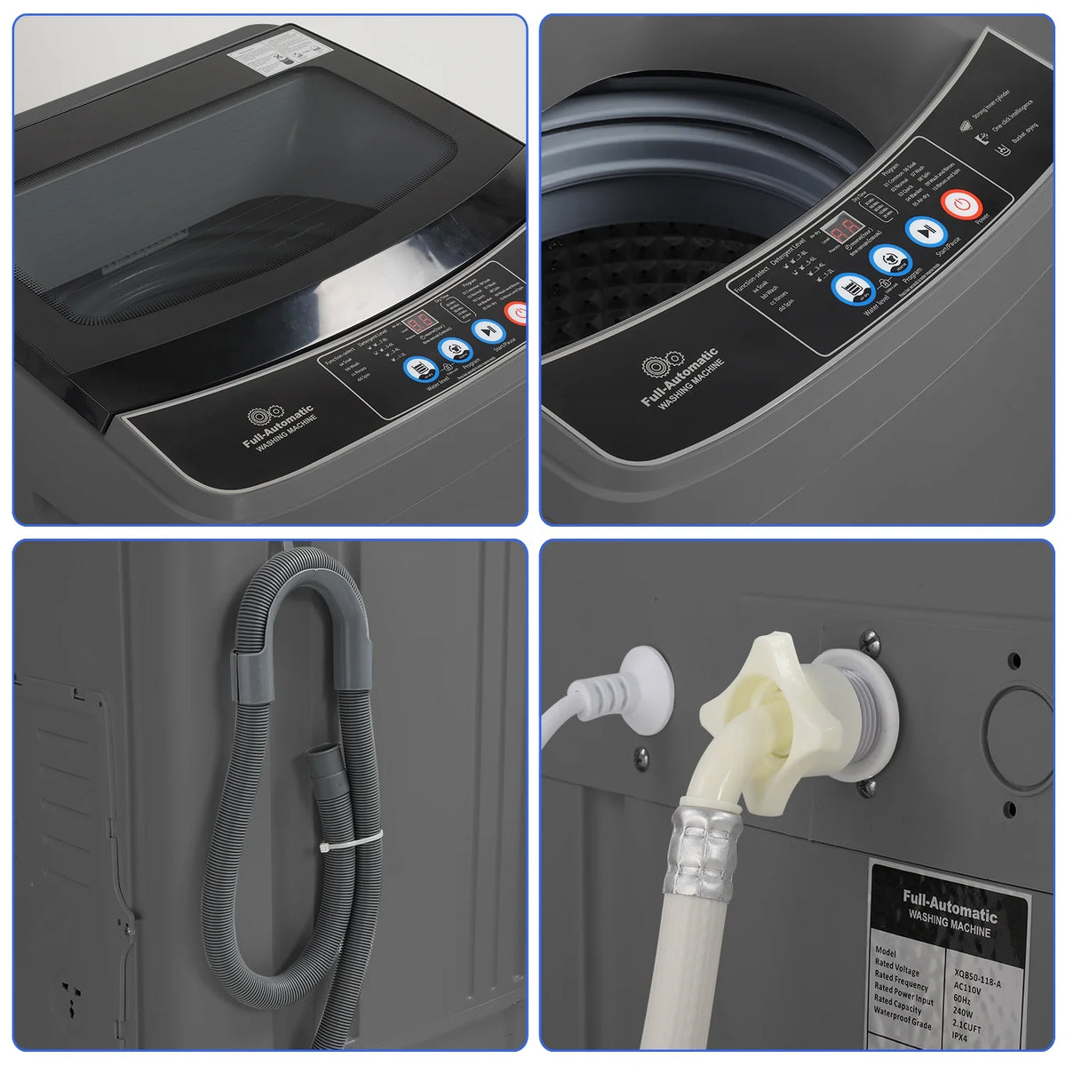 17.8lb Full Automatic Washing Machine with Drain Pump A924