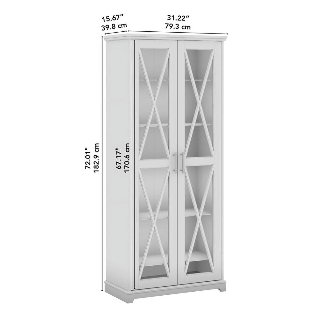 Linen White Oak Curio Cabinet with Glass Doors A238012