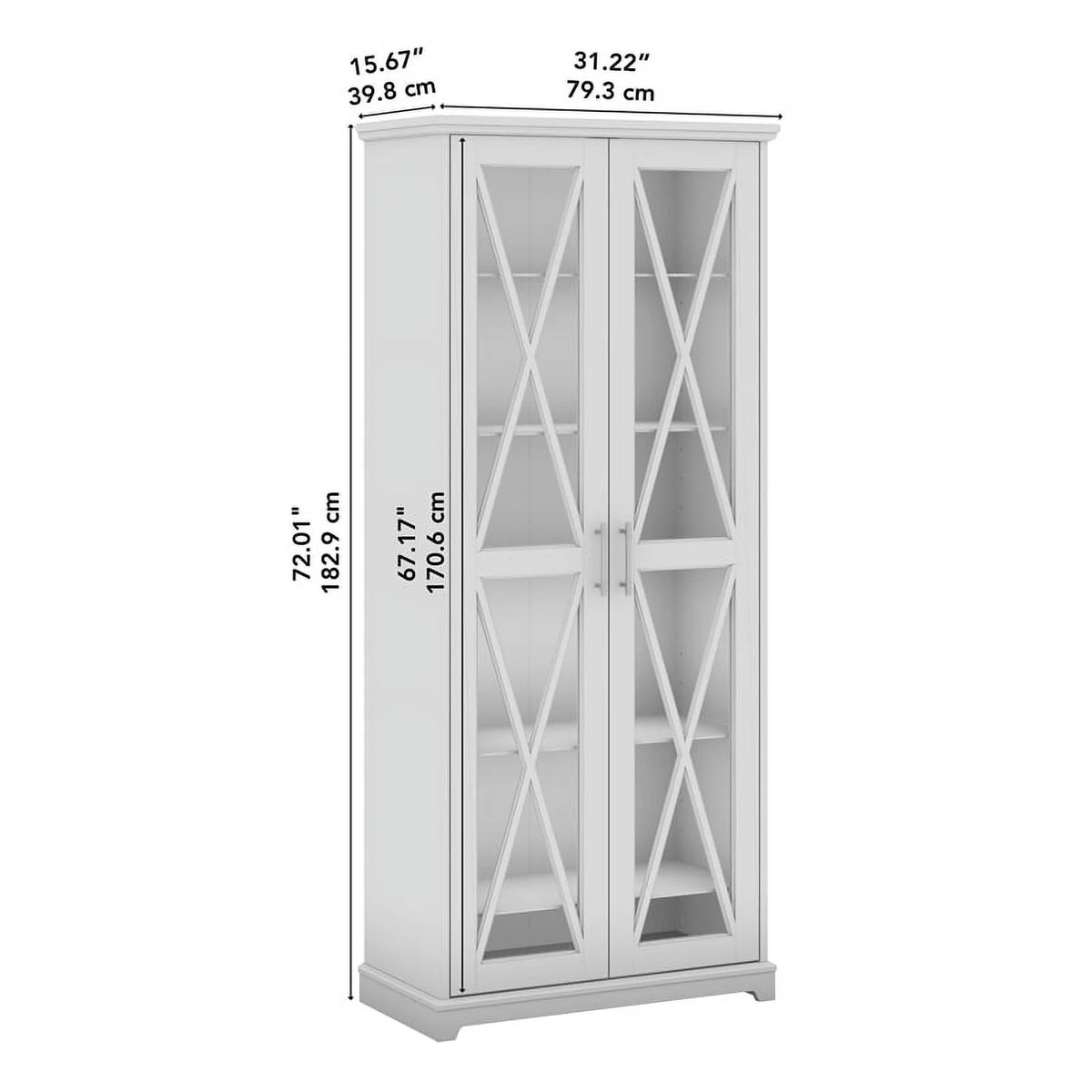 Linen White Oak Curio Cabinet with Glass Doors A238012