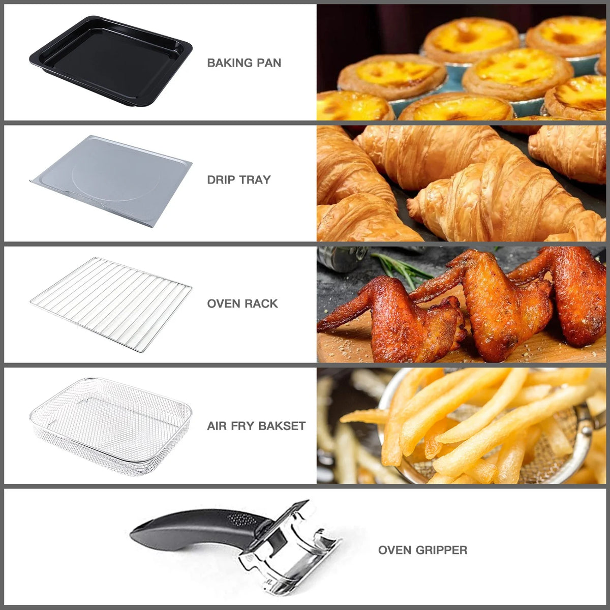 1300W 20Qt Air Fryer Toaster Oven Combo with Non Stick Basket N1444