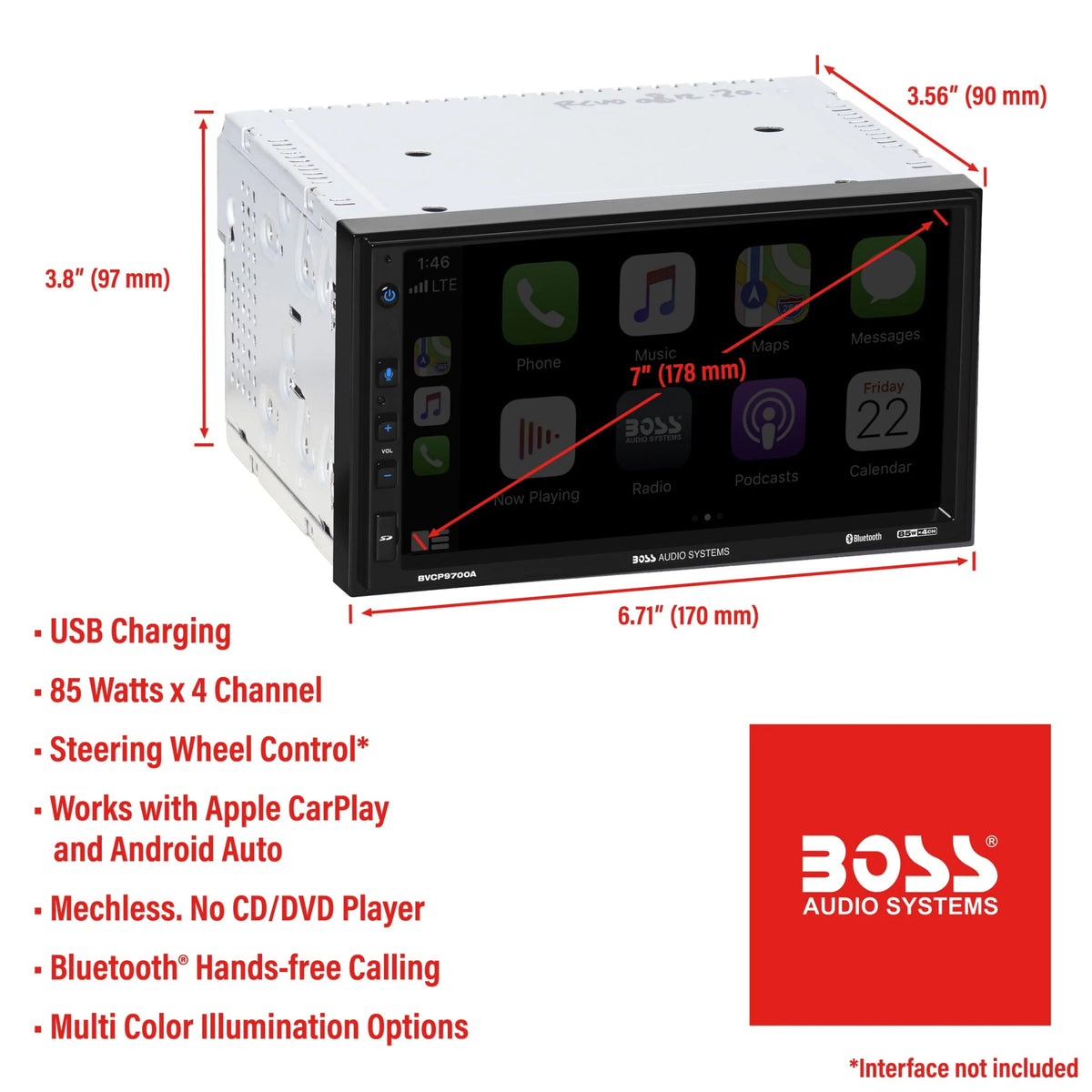 2 Din Apple CarPlay Android Auto Car Stereo System E643452