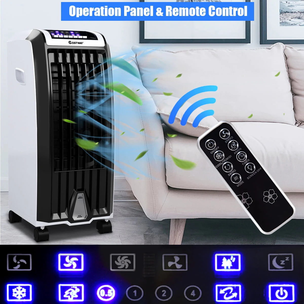 Portable Evaporative Cooler Fan with Remote Control H451479