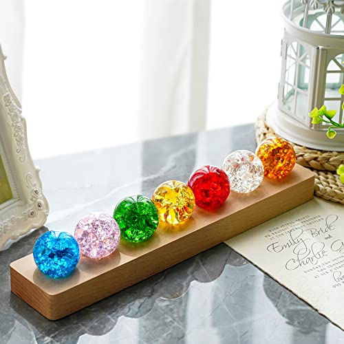 Set of 7 Crystal Balls with LED Wooden Stand E748