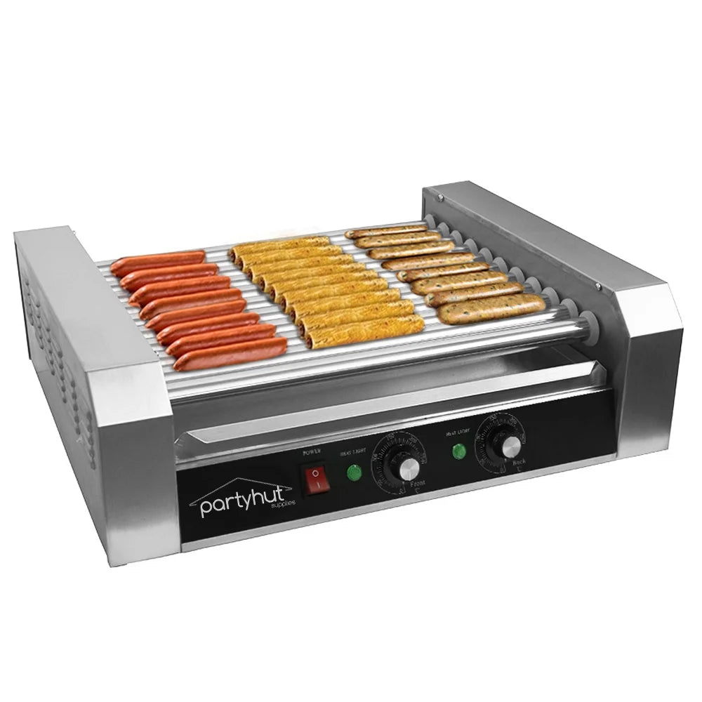 11 Roller Hotdog Roller Machine and 30 Hot Dog Grill Cooker I4270