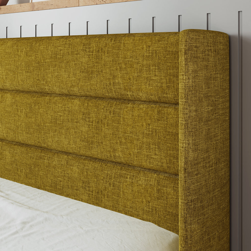 Beige Queen Size Lift Up Platform Bed Frame with Headboard W307