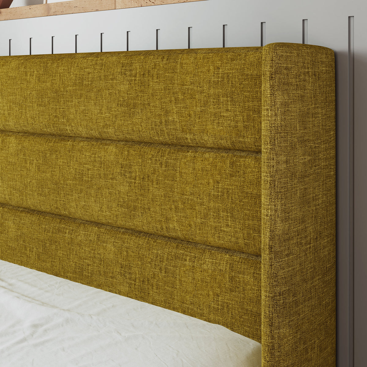 Beige Queen Size Lift Up Platform Bed Frame with Headboard W307