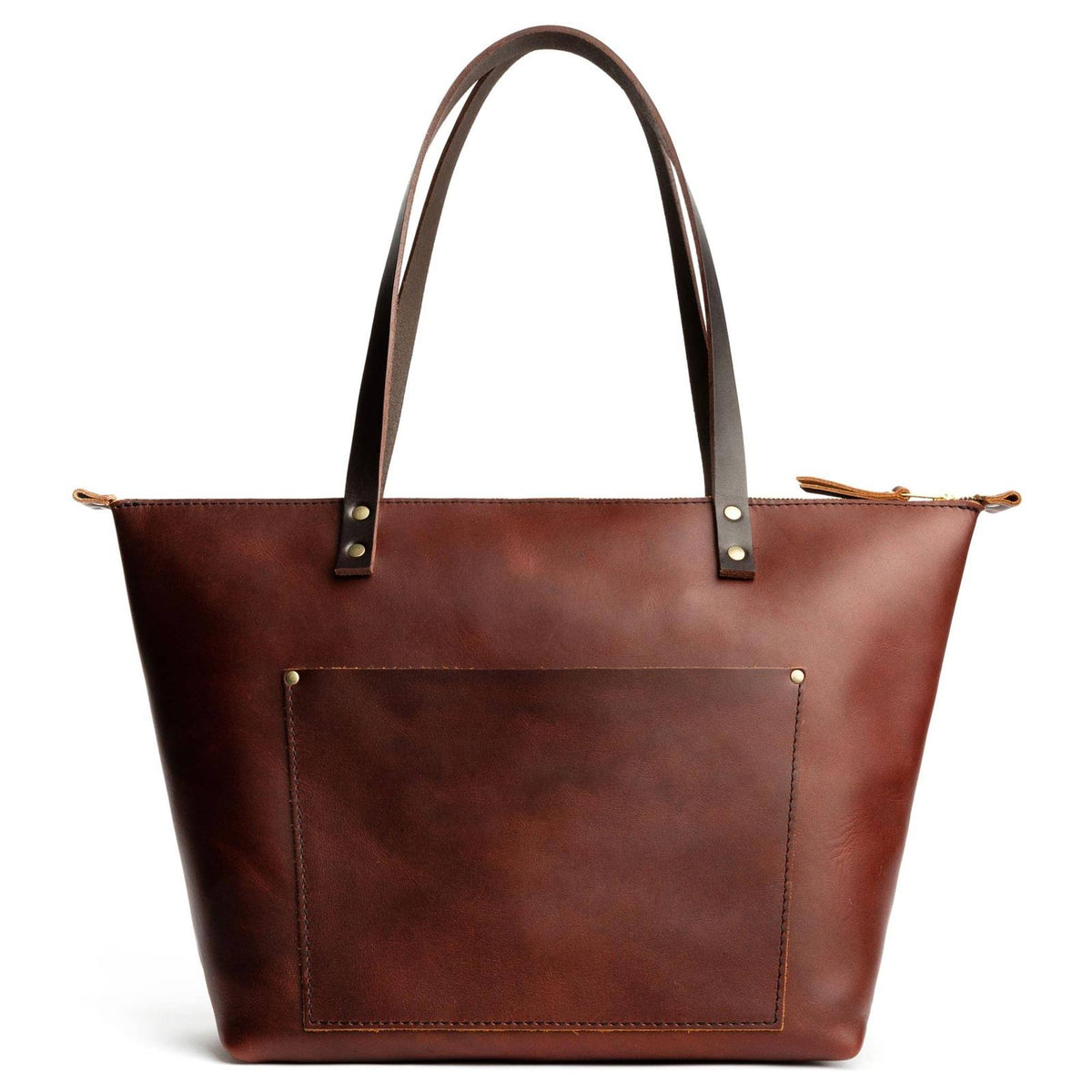 Cognac Large Zipper Tote X1861